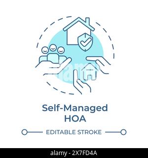Self-managed HOA soft blue concept icon Stock Vector