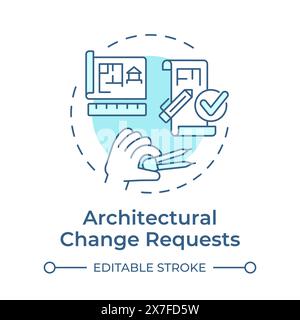 Architectural change requests soft blue concept icon Stock Vector