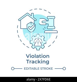 Violation tracking soft blue concept icon Stock Vector