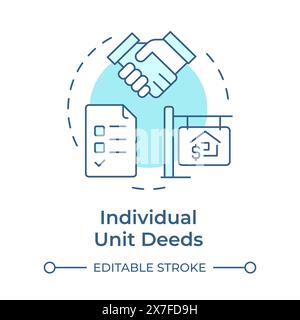 Individual unit deeds soft blue concept icon Stock Vector