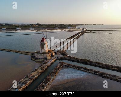 aerial view of the Mozia salt pans Stock Photo