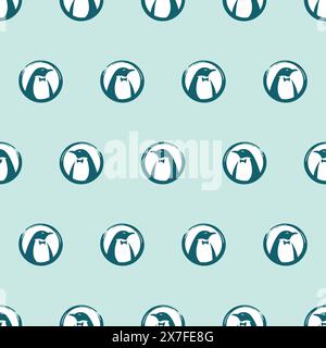 Penguin Head Seamless Pattern. penguin vector background Stock Vector