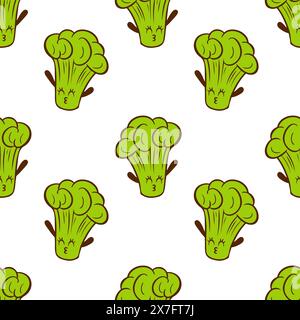 Eco pattern green broccoli plant, eco friendly seamless pattern. Printing on environmentally friendly packaging, natural packaging paper. Vector illus Stock Vector