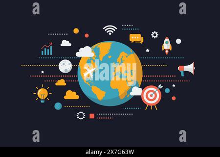 Global vector design of digital business. Vector illustration Stock Vector