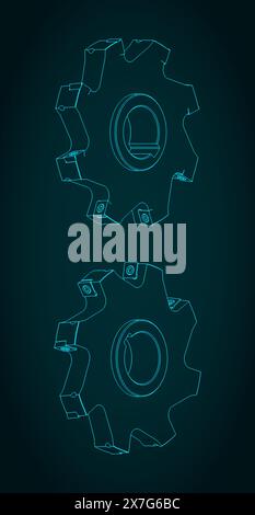 Stylized vector illustrations of disc mill cutter Stock Vector