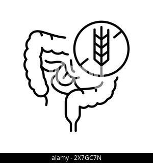 Celiac disease black line icon. Autoimmune diseases. Pictogram for web ...