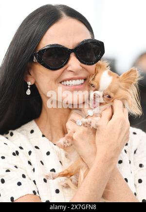 Cannes, France. 20th May, 2024. American actress Demi Moore attends the photo call for The Substance at the 77th Cannes Film Festival in Cannes, France on Monday May 20, 2024. Photo by Rune Hellestad/ Credit: UPI/Alamy Live News Stock Photo