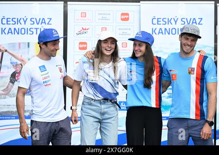 Czech Jiri Prskavec and Gabriela Satkova pose with gold medal after the ...