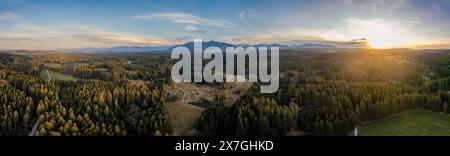 bavaria, panorama, alps, drone panorama, landscape, forest Stock Photo
