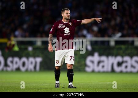 Turin, Italy. 18 May 2024. Karol Linetty of Torino FC gestures during the Serie A football match between Torino FC and AC Milan. Credit: Nicolò Campo/Alamy Live News Stock Photo