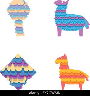 Mexico icons collection. Bright colorful trendy map icons. Modern ...