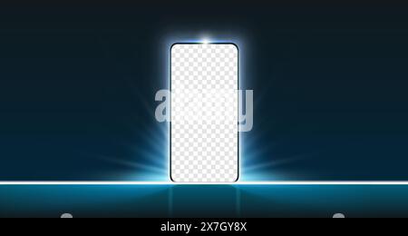Smartphone mobile screen, technology mobile display light. transparent screen Vector Stock Vector