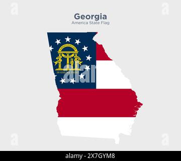 Georgia flag and map. Flags of the U.S. states and territories. America states flag and map on white background. Stock Photo