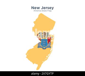 Tattered Jersey flag white background - New Jersey Flag And Map Flags Of The Us States And Territories America States Flag And Map On White Background 2x7gytp