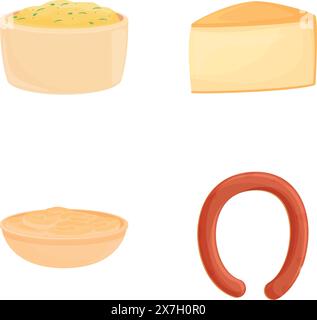 Dutch cuisine icons set isometric vector. Various dutch dish. Traditional food Stock Vector