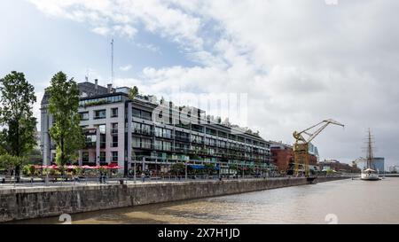 View of Puerto Madero, a barrio in Buenos Aires' Central Business District, along the Río de la Plata riverbank, known for its modern architecture Stock Photo