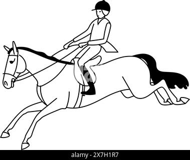 Hand drawing vector horseman rider, english style. Vector illustration Stock Vector