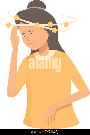 Illustration of a young female woman experiencing dizziness. Vertigo ...