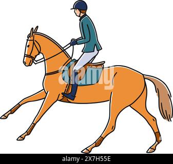 Cantering horse and athlete, vector illustration. Vector illustration Stock Vector