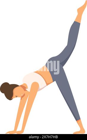 Illustration of a woman performing the downward dog pose, a common yoga stretch Stock Vector