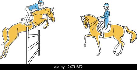 Equestrian sports, show jumping and dressage Stock Vector