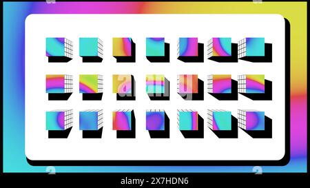 Dynamic 3D Cubes with Colorful Gradients on White. 3D rendering Stock ...