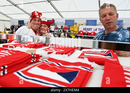 Ostrava, Czech Republic. 20th May, 2024. Polish ice hockey fans, left, are seen at the Official Fan Zone during the 2024 IIHF World Championship, in Ostrava, Czech Republic, on May 20, 2024. Credit: Jaroslav Ozana/CTK Photo/Alamy Live News Stock Photo