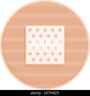 Flat design vector icon of a square biscuit with holes, on a circular beige background Stock Vector