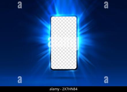 Smartphone mobile screen, technology mobile display light. transparent screen Vector Stock Vector