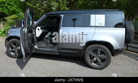 Passenger door open on a Land Rover Defender. Stock Photo