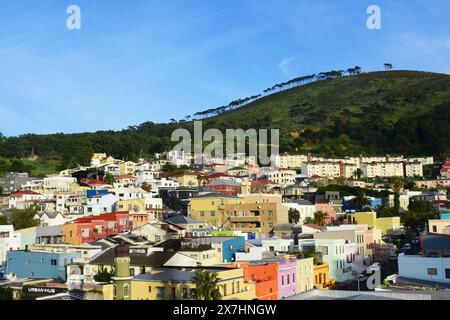 Colourful Houses, Bo-Kaap, Cape Town, Western Cape, South Africa Stock Photo