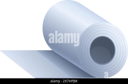 Detailed isometric vector illustration of a rolled blueprint, perfect for architecture, engineering, construction, and technical design projects Stock Vector