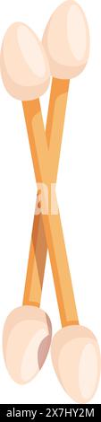 Cartoon drumsticks illustration in a playful and fun design with crossed wooden drumsticks, isolated on a clean white background Stock Vector