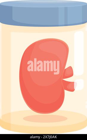 Vector graphic of a jar with cute cartoon kidney beans, ideal for foodthemed designs Stock Vector