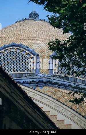 Close up of the historic facade of Thermes des Dômes (well being cures, thermal spa) in Vichy, France Stock Photo