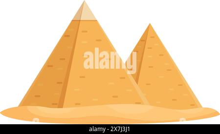 Vibrant vector graphic of two cartoonstyle egyptian pyramids against a plain background Stock Vector