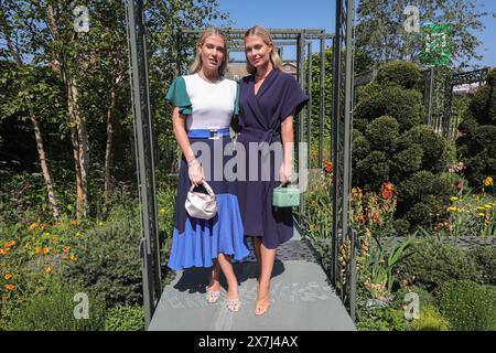 London, UK. 20th May, 2024. Boodles ambassadors Lady Amelia and Eliza Spencer wear newly launched pieces at the Boodles National Gallery Garden. RHS Chelsea Flower Show 2024 opens with its press day, revealing new garden designs, floral displays and horticultural products from 21-25th May. Credit: Imageplotter/Alamy Live News Stock Photo