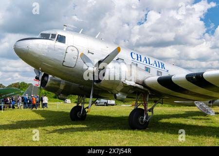 Douglas DC-3 at Le Temps Des Helices Air Show 2024 in La Ferte-Alais, France Stock Photo