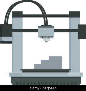 Modern 3d printer illustration showcasing advanced additive manufacturing technology and precision equipment for innovative digital fabrication and prototyping in industrial engineering and creative d Stock Vector