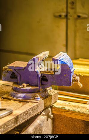 Metal clamps in workshop. Tools of precision, holding strength .High quality photo Stock Photo