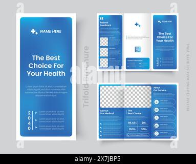 Medical Clinic Healthcare Trifold Brochure Leaflet Layout Stock Vector