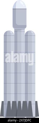 Flat design vector illustration of a stylized cartoon rocket, perfect for spacethemed projects Stock Vector