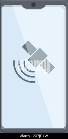 Vector illustration of a mobile phone displaying a satellite connectivity symbol Stock Vector