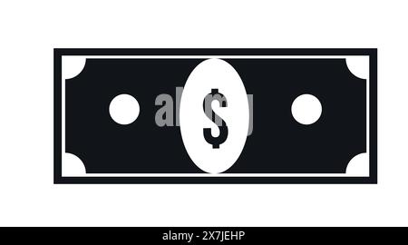 Dollar Bill Icon. Vector isolated editable black and white illustration of a dollar bill Stock Vector