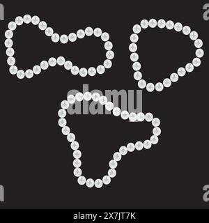 Pearl necklace on a black background. Seamless pattern. Vector illustration. Stock Vector