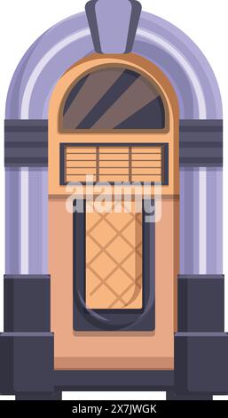 Colorful vintage jukebox vector illustration with retro 1950s music and entertainment elements. Designed as a playful and shiny decorative object in a classic american diner style Stock Vector
