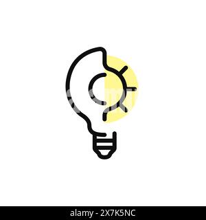 Edit idea linear icon. Electric light bulb ecology. Sun energy vector. Light mind outline light bulb. Business vector. Vector illustration. Stock Vector