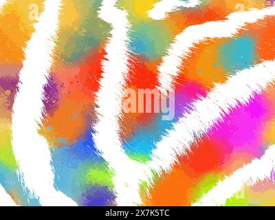 colored zebra or tiger fur background. Not AI, Vector illustration Stock Vector