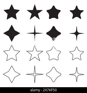 vector star shape outline set element design Stock Vector