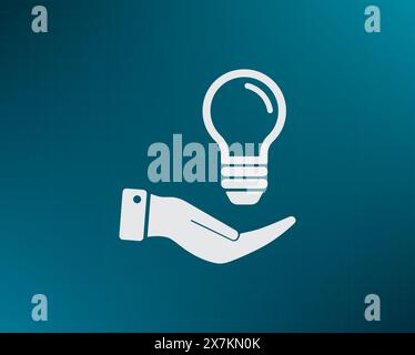 Electric light bulb in the palms, vector icon. Stock Vector